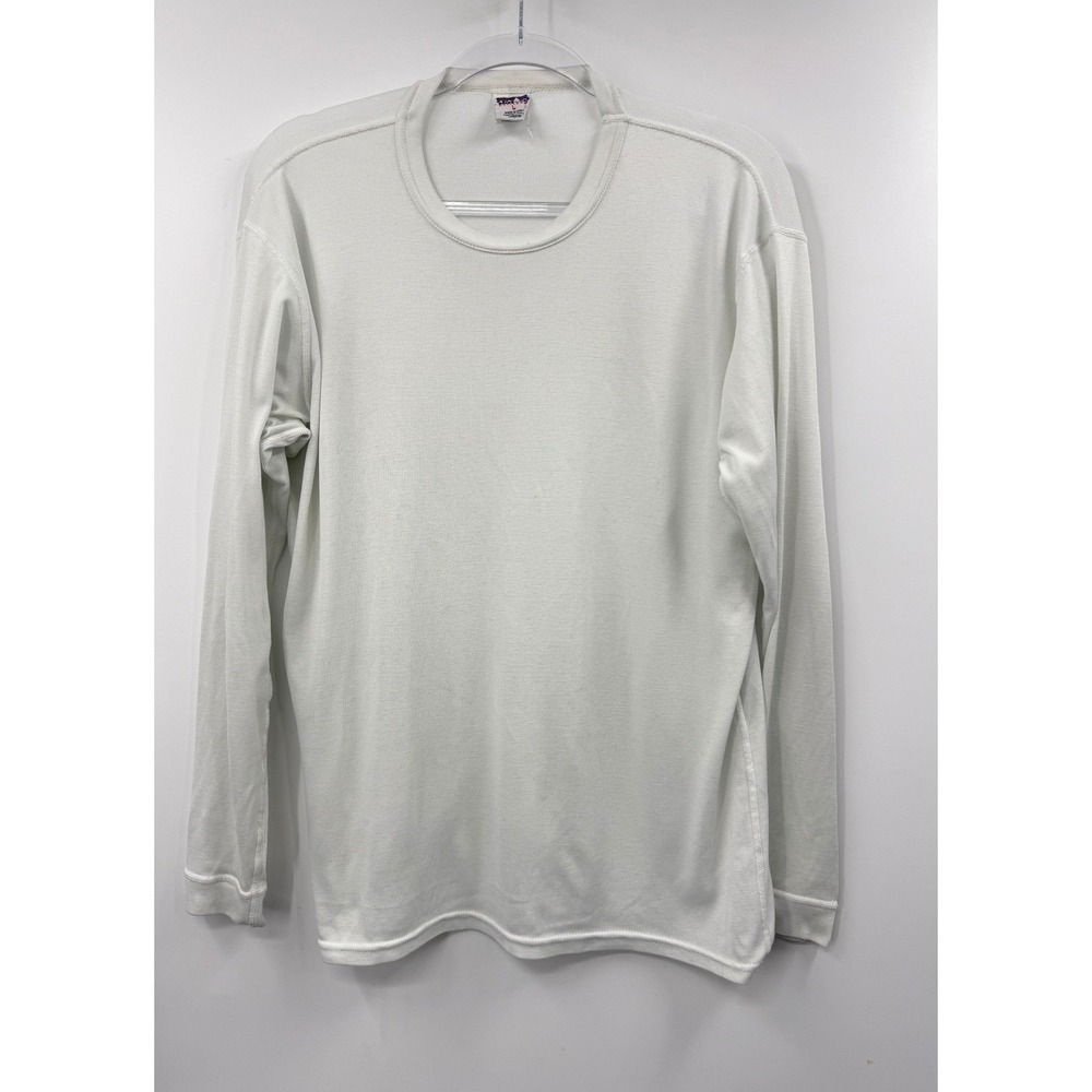 Patagonia Capilene Long Sleeve Thermal Shirt Mens L Light Gray Waffle Knit USA